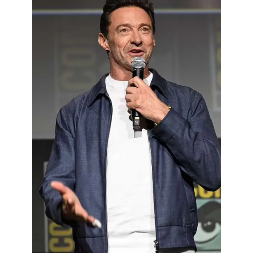 Hugh Jackman Blue Cotton Jacket
